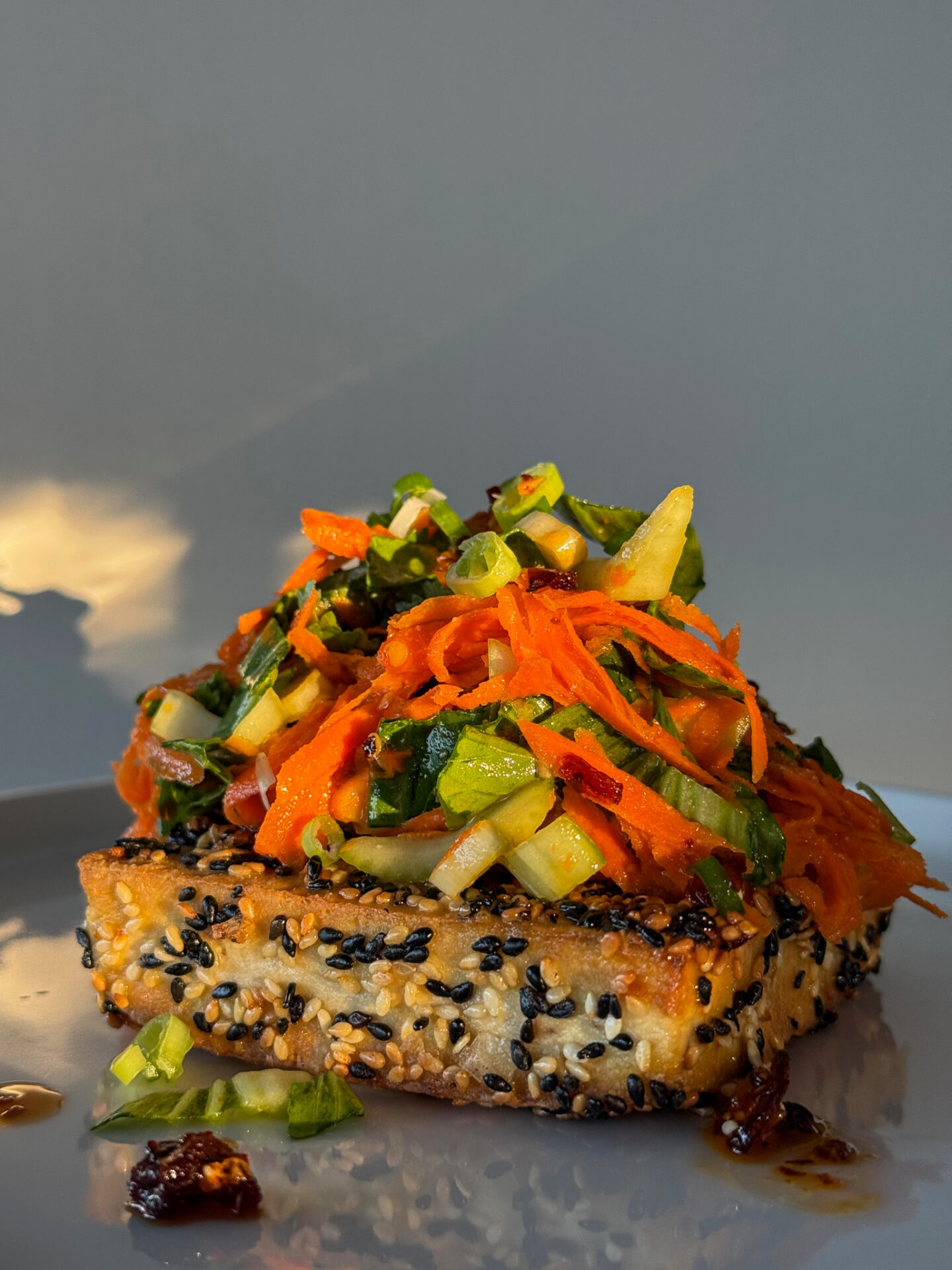 Sesame Crusted Tofu Cutlet with Miso Slaw - Brooke Kelly Nutrition
